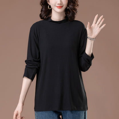 Half high neck long sleeved top