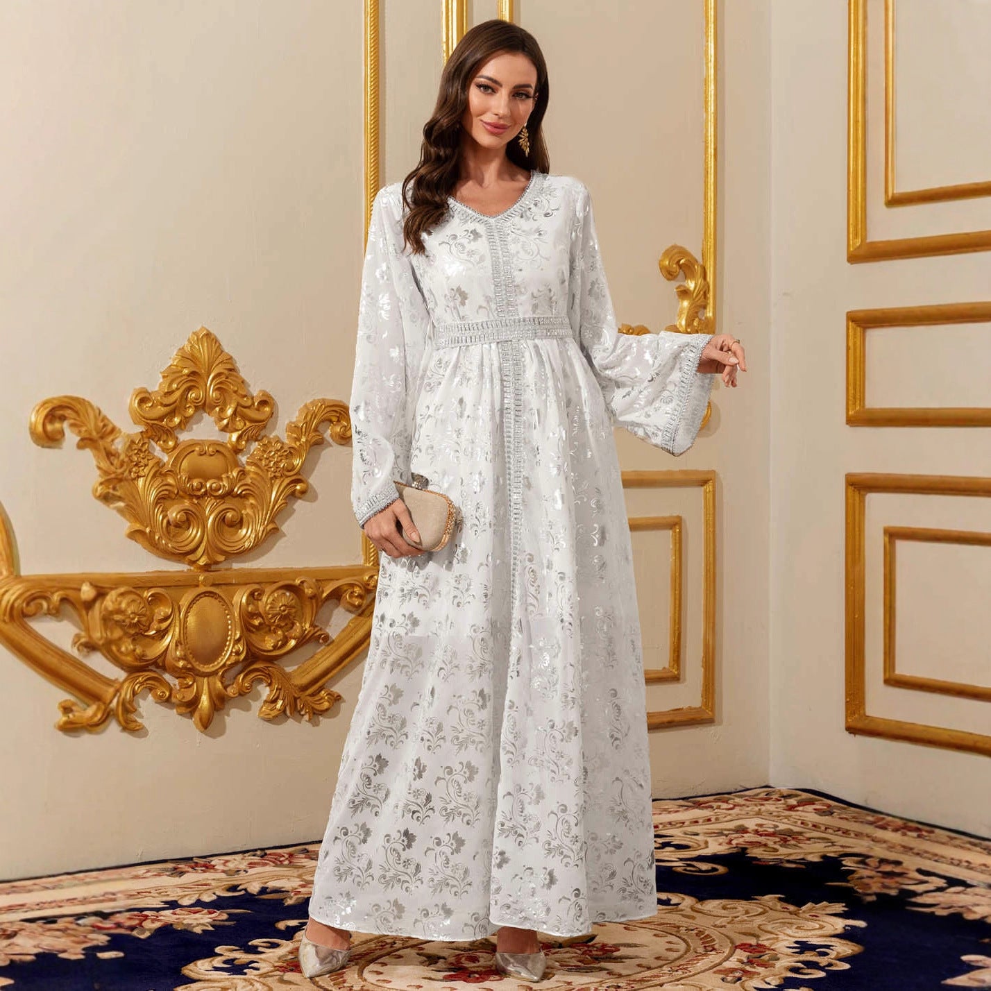V-neck long sleeved dress