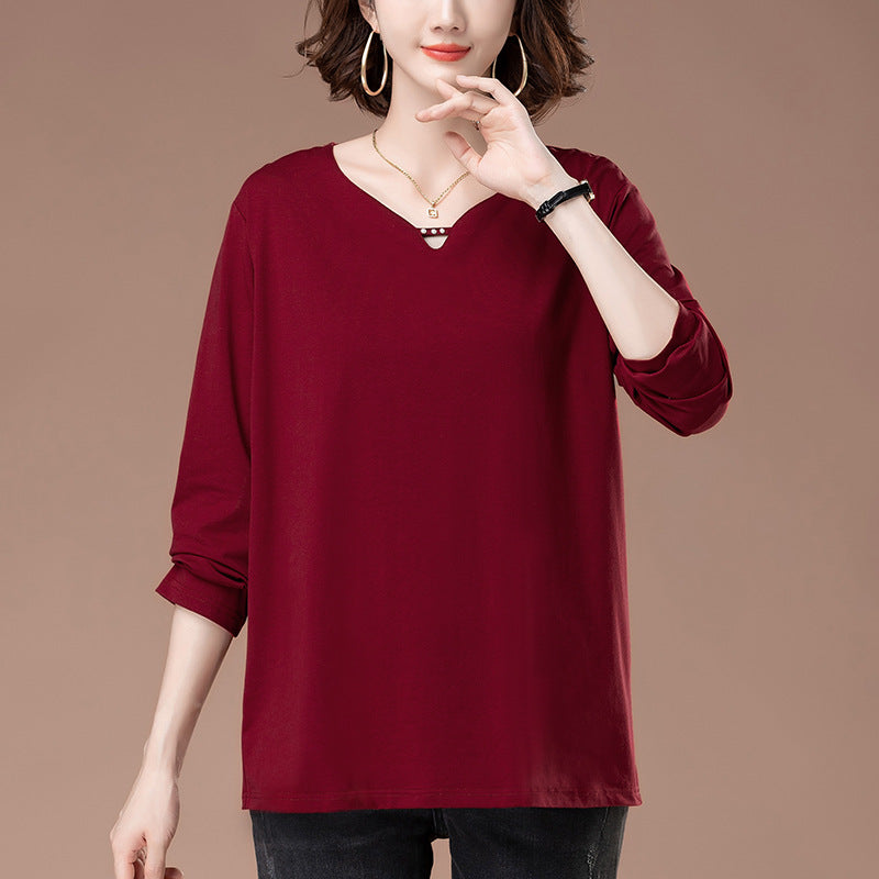 V-neck long sleeved T-shirt for women