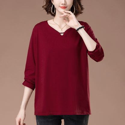 V-neck long sleeved T-shirt for women