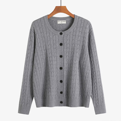 Retro Style Knit Cardigan Sweater Coat for Women, Casual Office Wear, Oversized Fit, Long Sleeve, Pullover Design