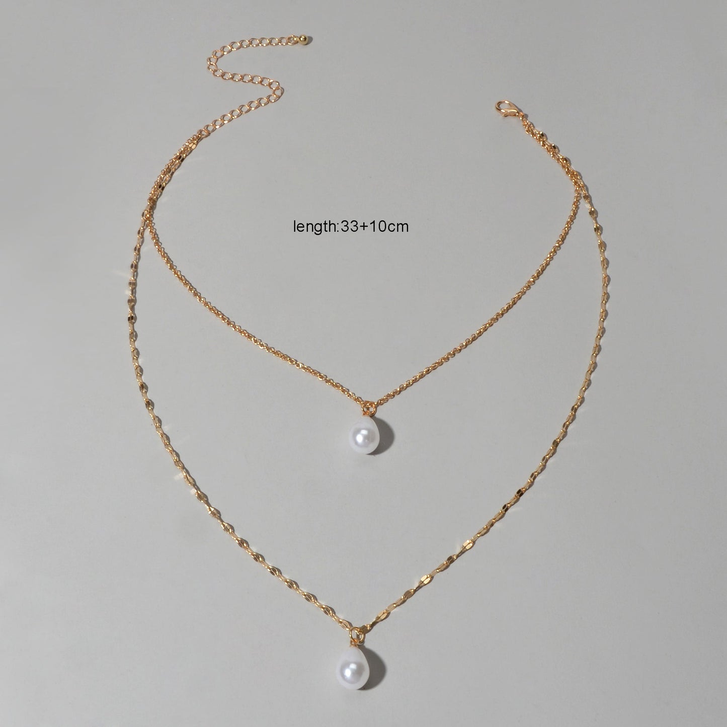 Fashion Double-layer Gold Chain Imitation Pearl Pendant Necklace Gift Jewelry-2