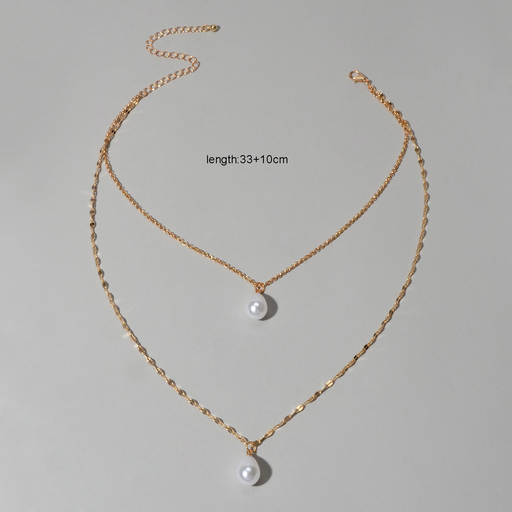 Fashion Double-layer Gold Chain Imitation Pearl Pendant Necklace Gift Jewelry-2