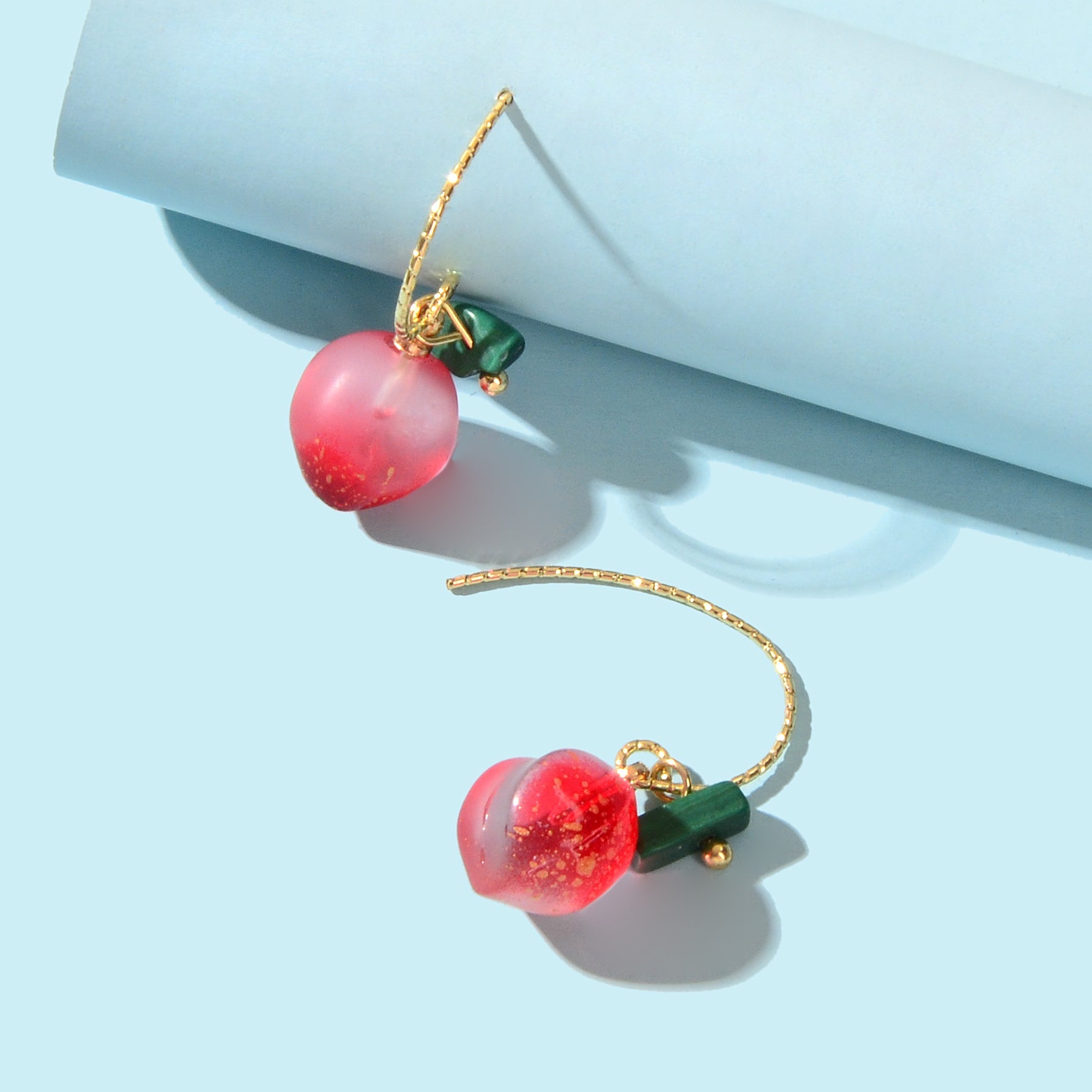 Lovely Resin 3D Fashion Design Pink Peach Drop Earrings Funny Best Friends Gifts-1