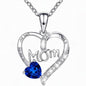 Heart-shaped Engraved Rhinestone Necklace for Mom