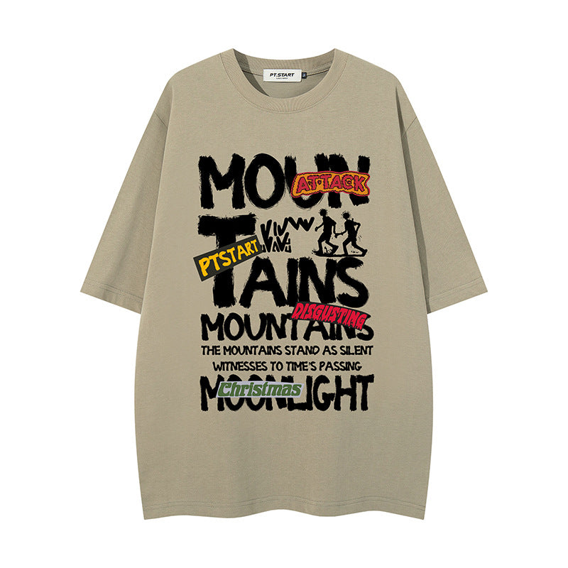 Graffiti letter printed short sleeved shirt