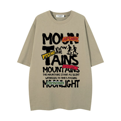 Graffiti letter printed short sleeved shirt