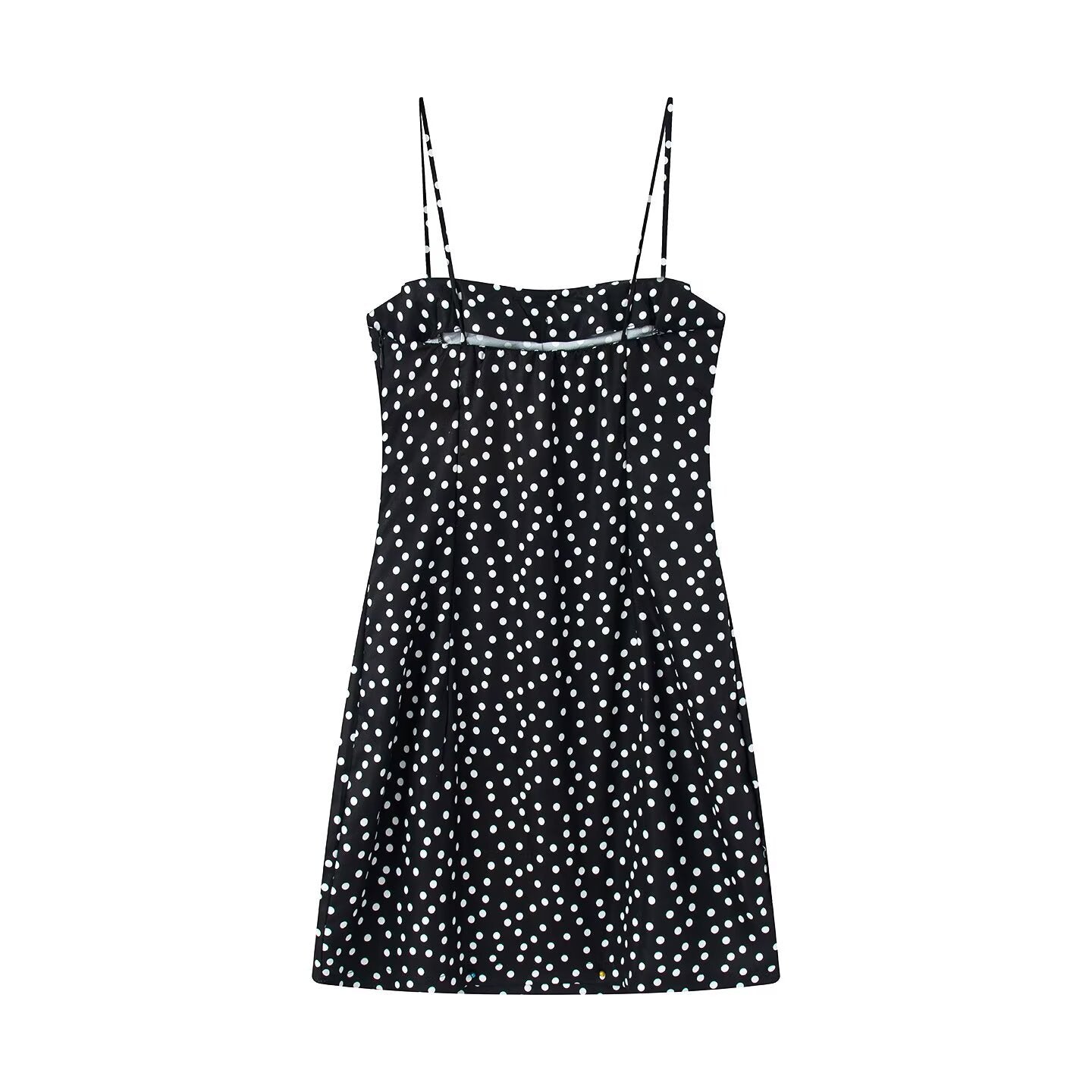 Sleeveless polka dot mini layered camisole dress