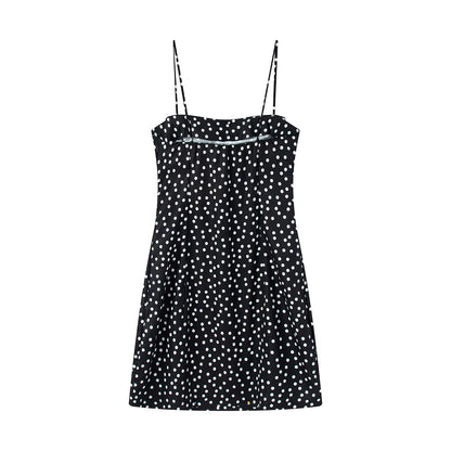 Sleeveless polka dot mini layered camisole dress