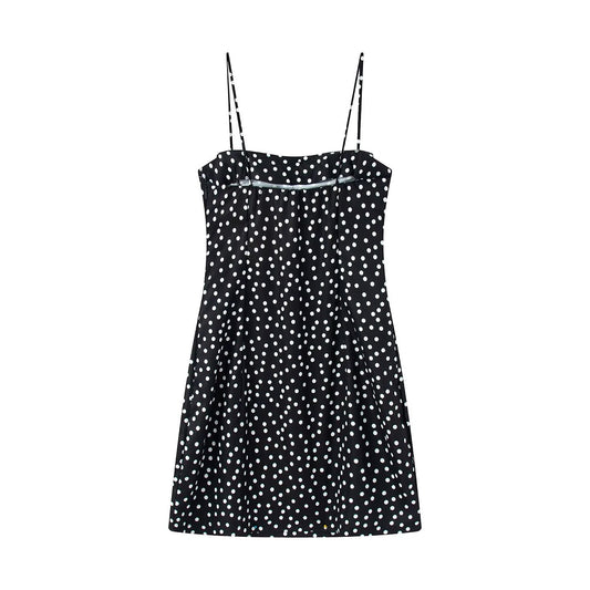 Sleeveless polka dot mini layered camisole dress