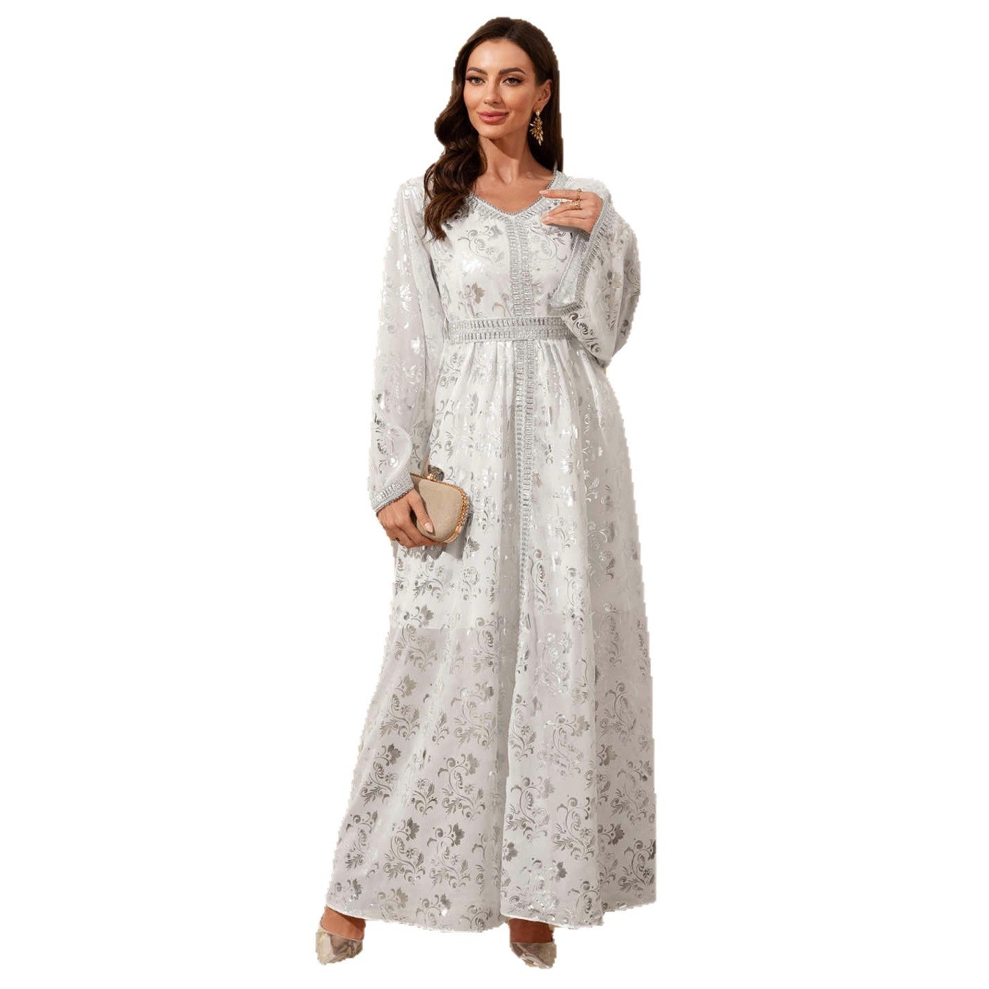V-neck long sleeved dress