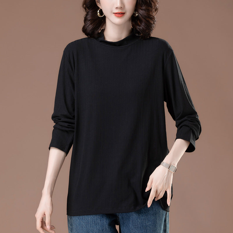 Half high neck long sleeved top