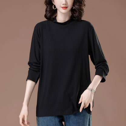 Half high neck long sleeved top