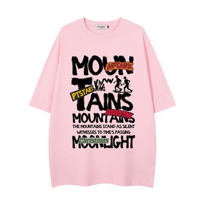 Graffiti letter printed short sleeved shirt