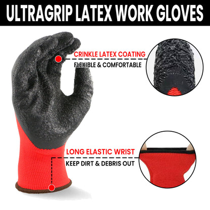 Work Gloves Latex Coated General Purpose Hand Protection Garden Mechanic 120 Pairs