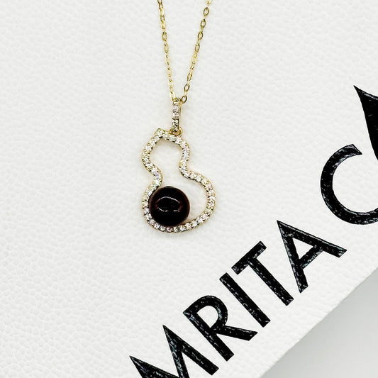 Golden Gourd Aroma Necklace - Amethyst | Energy & Healing | Diffuse on the go | Sterling Silver Chain