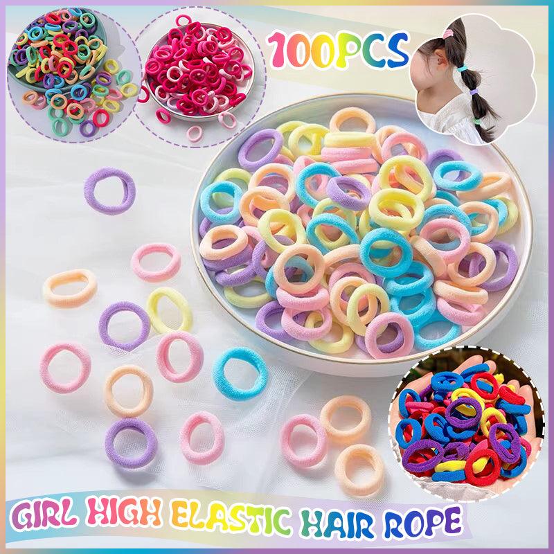 100PCS Colorful Elastic Hair Ties for Girl Ponytails High Stretch Hair Bands Set-0