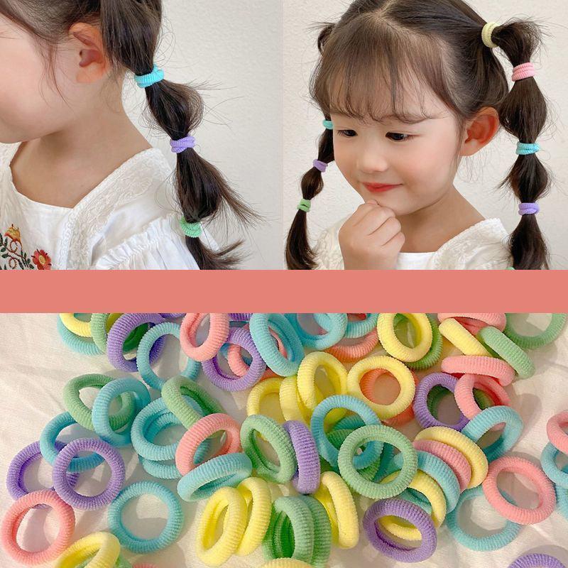 100PCS Colorful Elastic Hair Ties for Girl Ponytails High Stretch Hair Bands Set-2