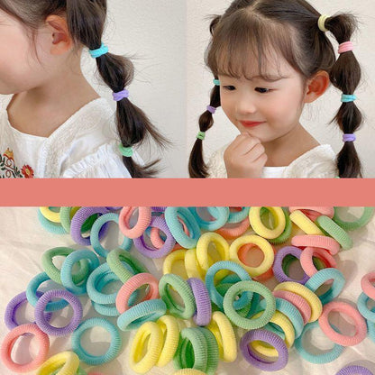 100PCS Colorful Elastic Hair Ties for Girl Ponytails High Stretch Hair Bands Set-2
