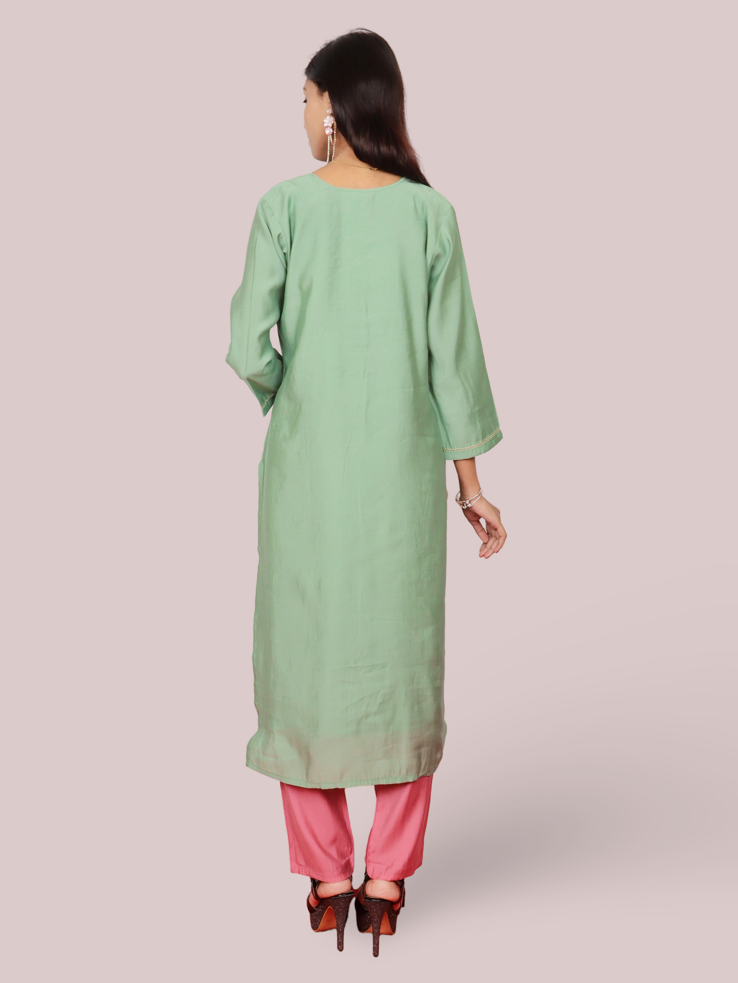 Woman Straight Suit Set with Pant & Dupatta-2