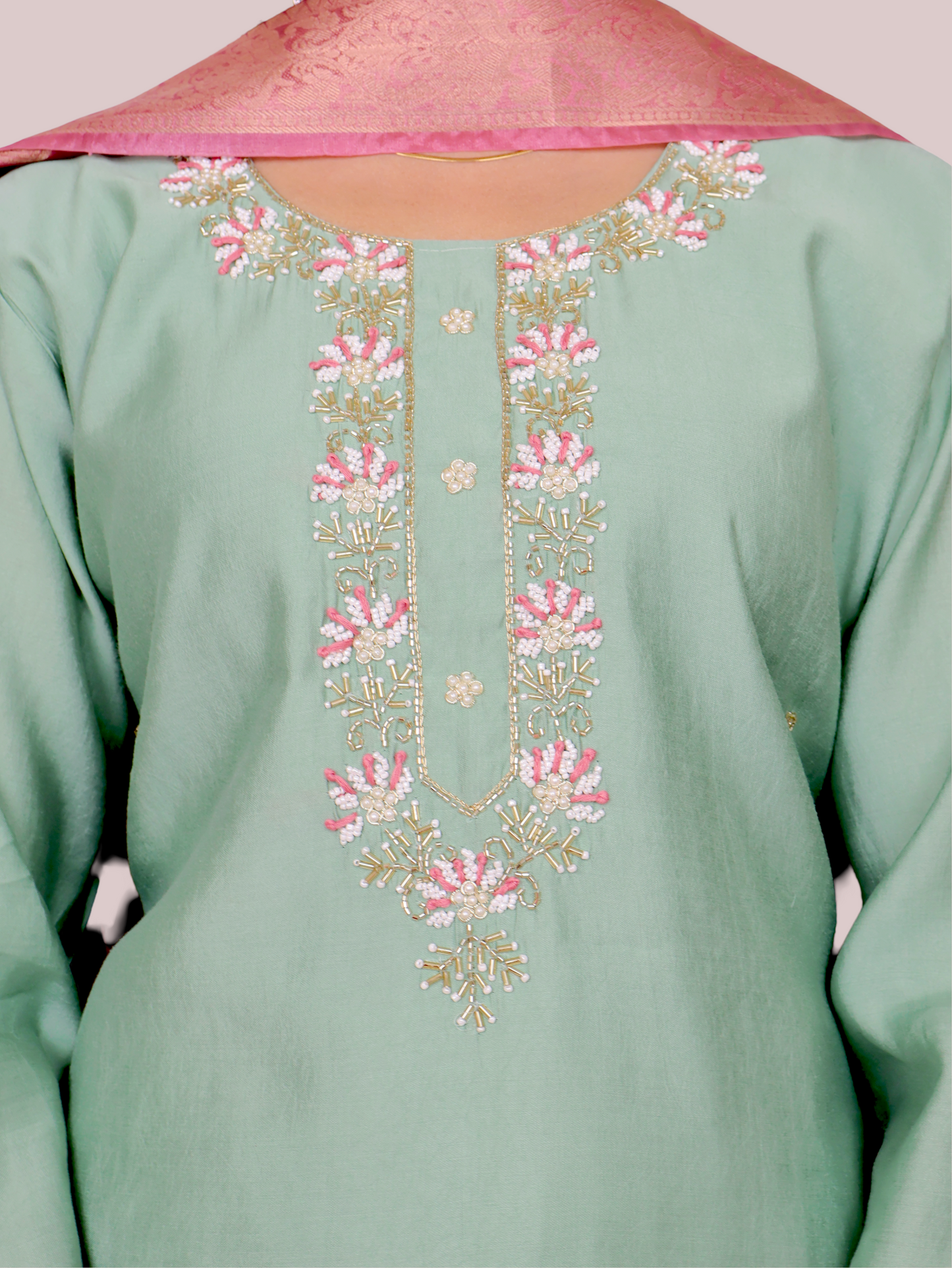 Woman Straight Suit Set with Pant & Dupatta-3