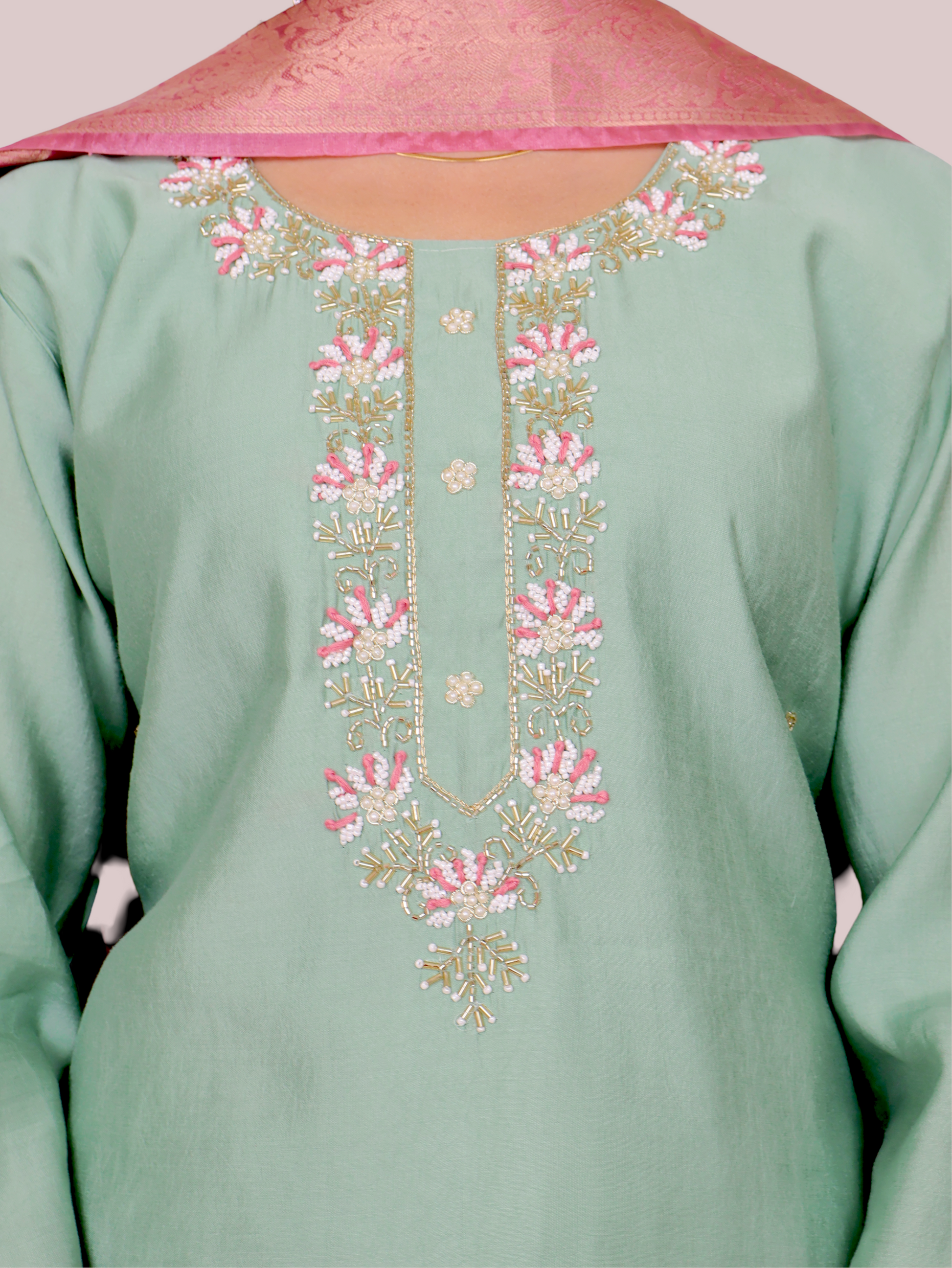Woman Straight Suit Set with Pant & Dupatta-3