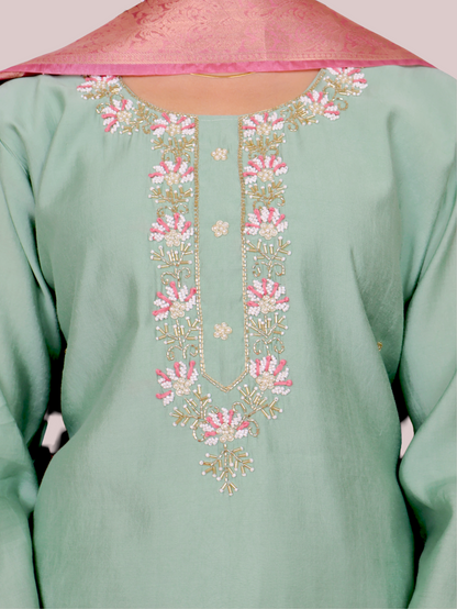 Woman Straight Suit Set with Pant & Dupatta-3