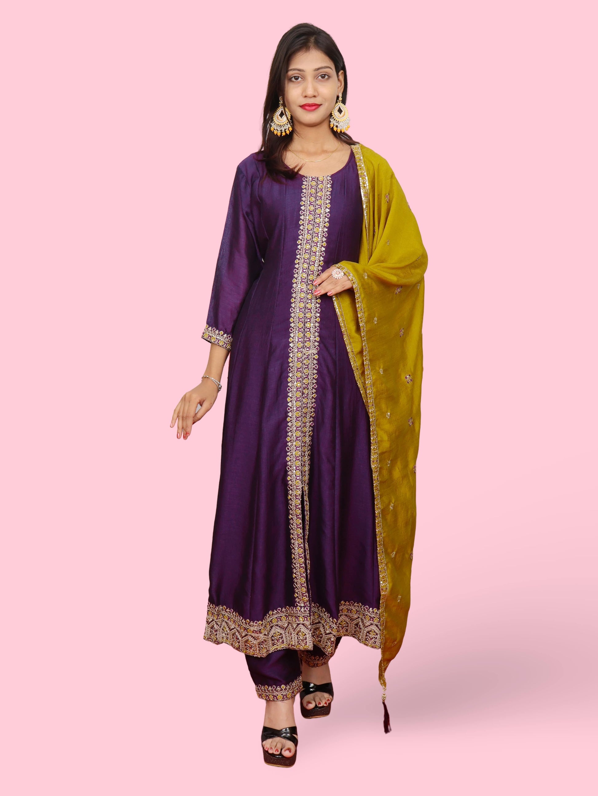 Woman's Anarkali Suit Set with Dupatta-0