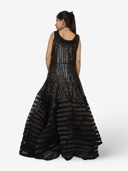 Gown with heavy Rose Gold & Gold Sequin Work-2