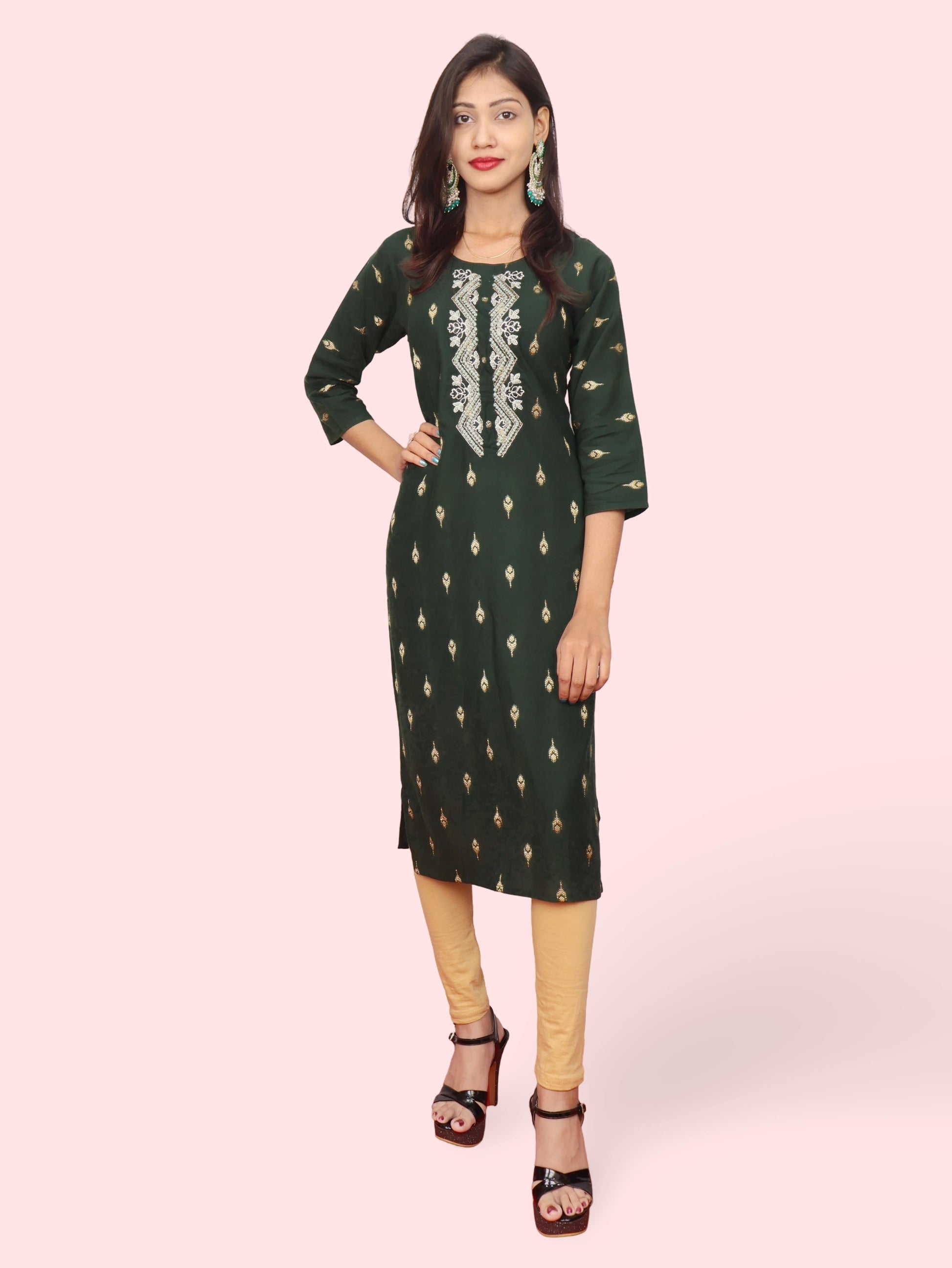 Cotton Kurti with Stunning Embroidered Neck-4