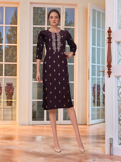Cotton Kurti with Stunning Embroidered Neck-0