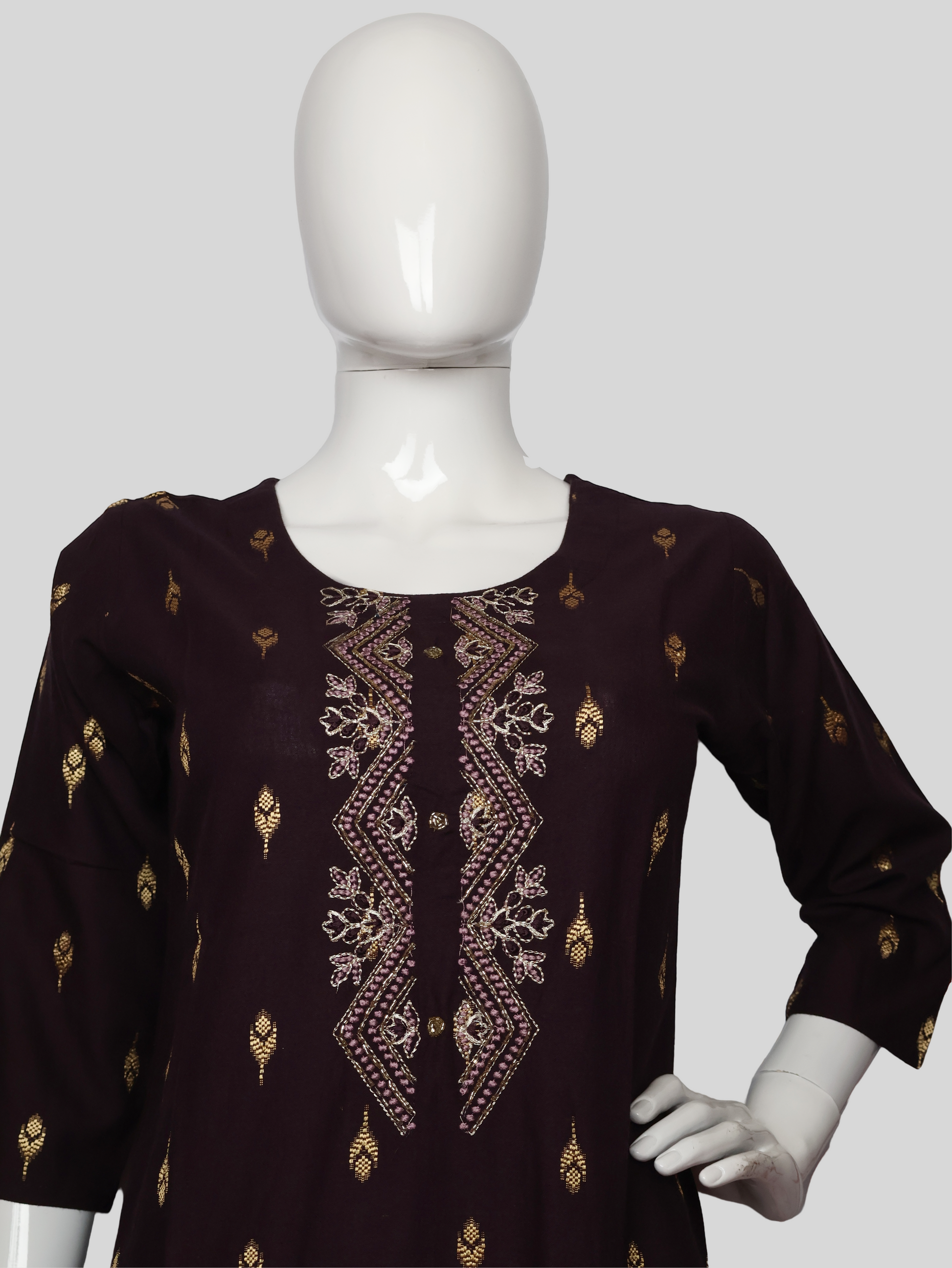 Cotton Kurti with Stunning Embroidered Neck-1