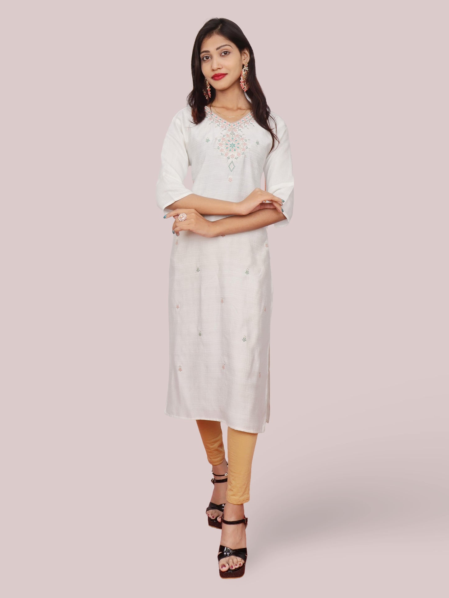 Cotton Kurti with Beautifully Embroidered Neckline-4
