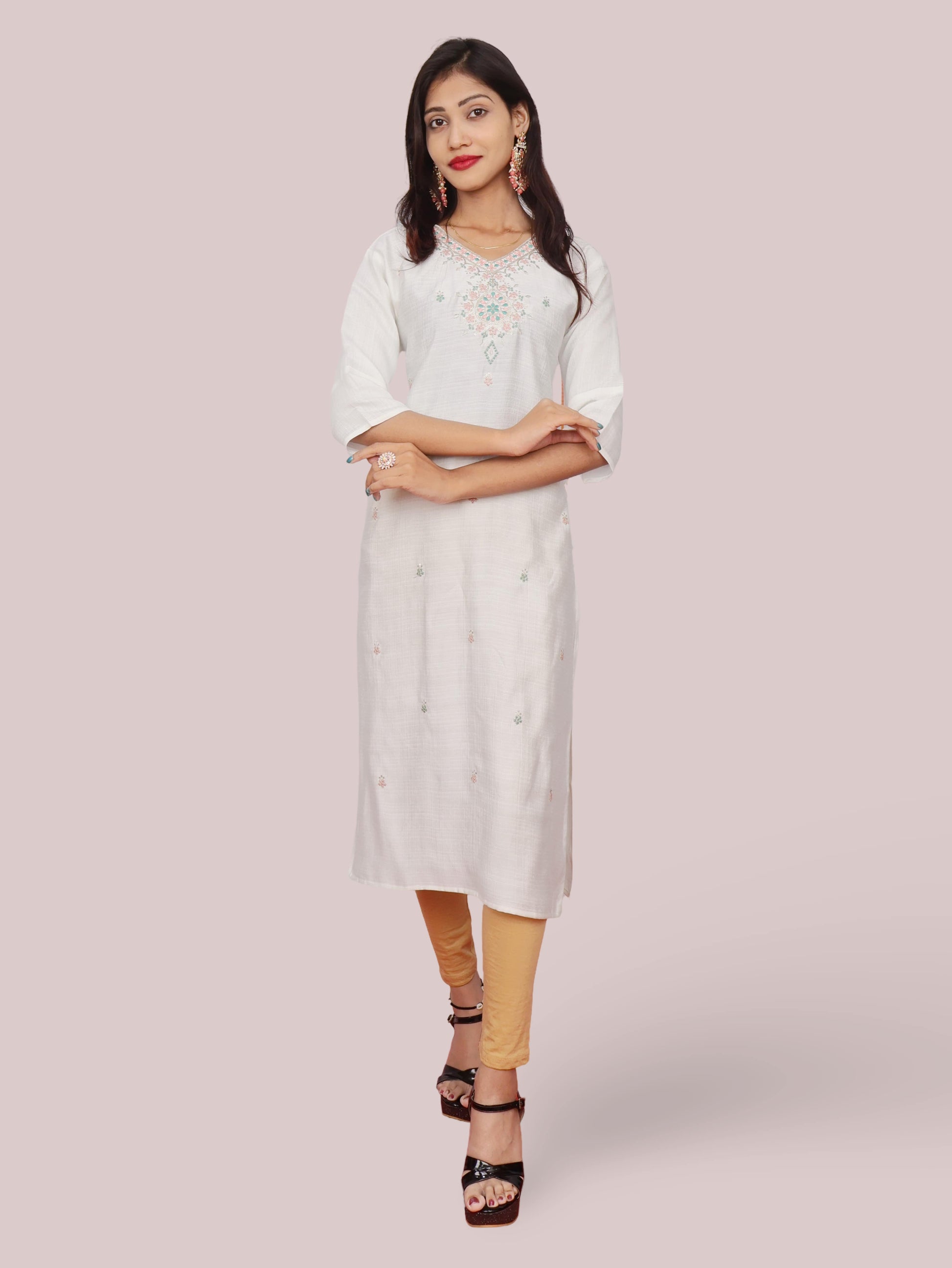 Cotton Kurti with Beautifully Embroidered Neckline-4