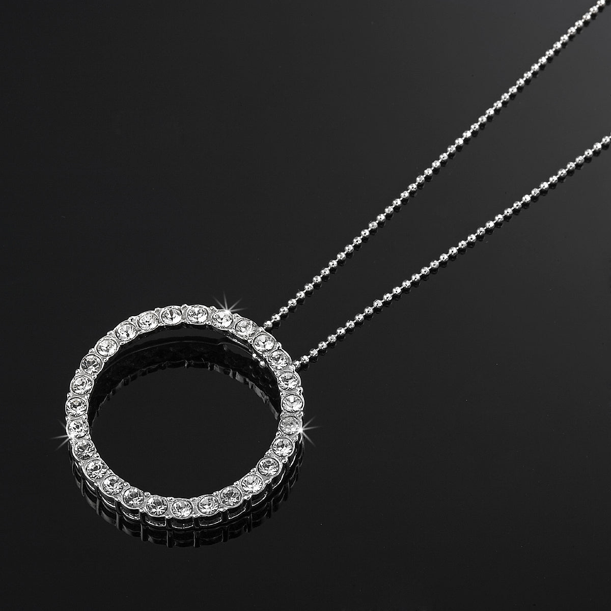 925 Sterling Silver Plated Eternity Pendant Necklace Featuring 30 Crystals by Swarovski®-0