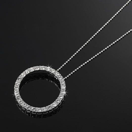 925 Sterling Silver Plated Eternity Pendant Necklace Featuring 30 Crystals by Swarovski®-0