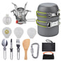 Outdoor Camping Cookware Backpacking Bowl Pot+ Mini Canister Stove Burner Foldable-6