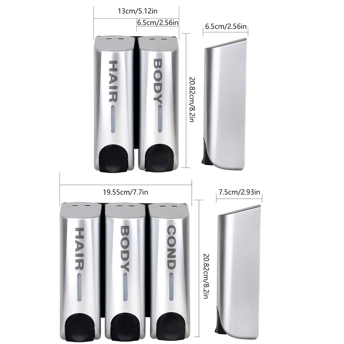 3 Sizes Soap Dispenser Wall Mount Hand Wash Bathroom Shampoo Shower Liquid Manual-2
