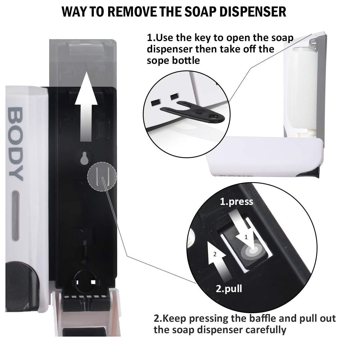 3 Sizes Soap Dispenser Wall Mount Hand Wash Bathroom Shampoo Shower Liquid Manual-4