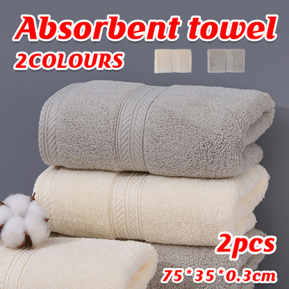 2 PCS Thick Absorbent Cotton Face Towel Soft Yarn Skin Friendly Washcloth Use-0