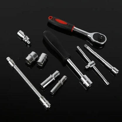 NNEDSZ 82-Piece Professional Automotive Repair Tool Set - 1/2 & 1/4 Drive Ratchets, Sockets, and Wrenches for Engine, Tire, and Spark Plug Maintenance