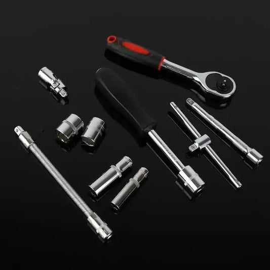 NNEDSZ 82-Piece Professional Automotive Repair Tool Set - 1/2 & 1/4 Drive Ratchets, Sockets, and Wrenches for Engine, Tire, and Spark Plug Maintenance