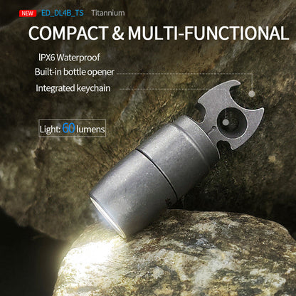 Titanium Alloy Keychain Mini Flashlight Light LED Multifunctional Bottle Opener-0