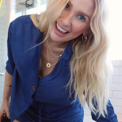 Bamboo Pyjamas - Crop Button Up + Short PJ Set in Navy