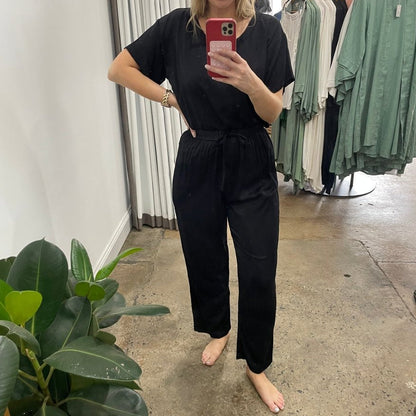 Bamboo Pyjamas - Tee and Pant Set in Black