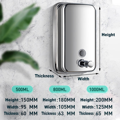 Stainless Steel Wall Mounted Soap Dispenser Hotel Bathroom Sanitizer Bottle