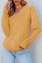 Andrea Shirred Shoulder Frilled Cuffs Long Sleeve Top