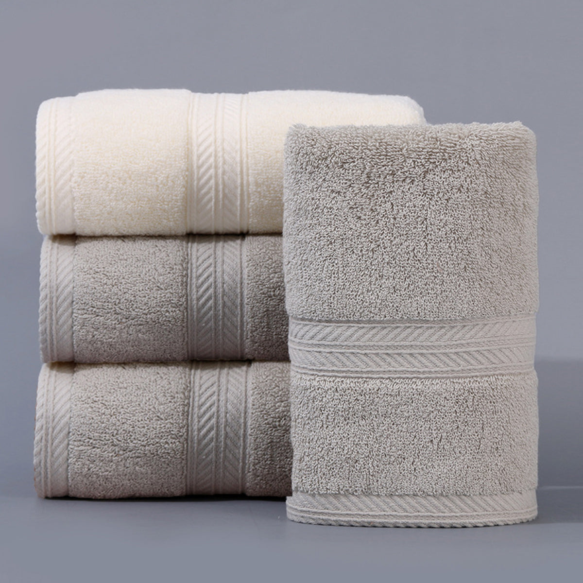 2 PCS Thick Absorbent Cotton Face Towel Soft Yarn Skin Friendly Washcloth Use-3