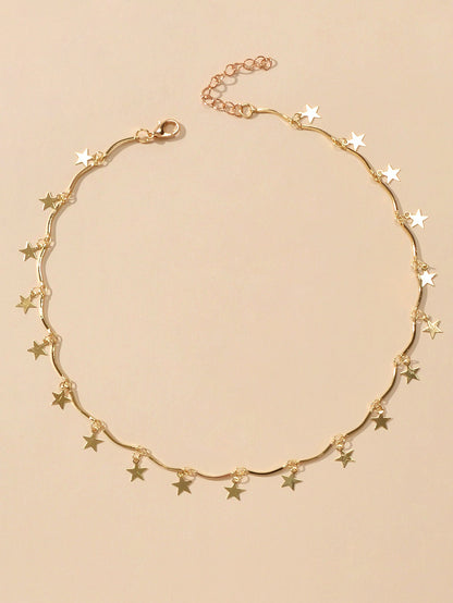 Gold Chain Star Charms Necklace Pendant Choker Wholesale Price Accessories Gift-2