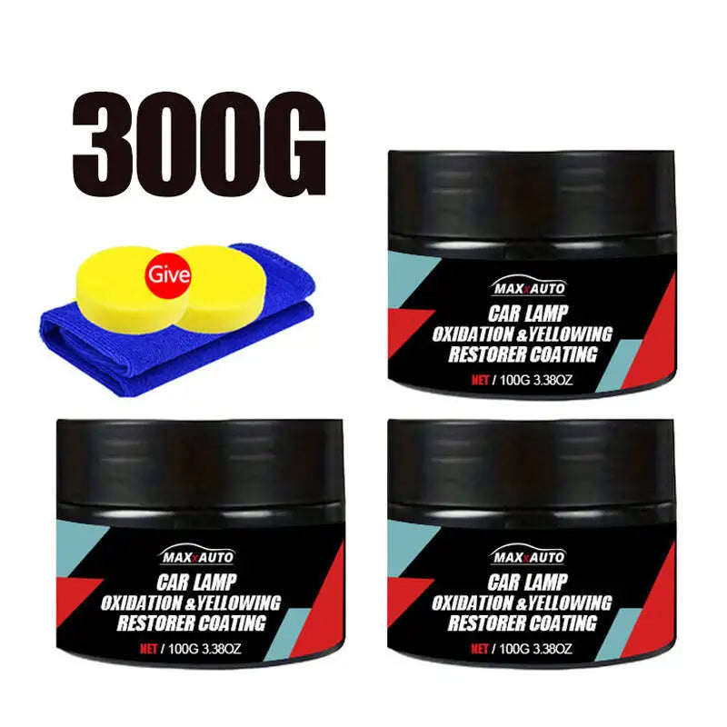 Car Headlight Restoration Polishing Kit - Scratch Remover & Oxidation Cleaner Repair Paste for Headlamp Assembly